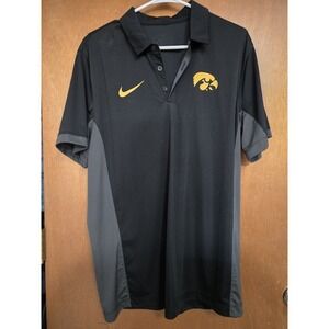 Nike Dri-FIT Iowa Hawkeyes Black Polo Shirt Men's Size L Short Sleeve